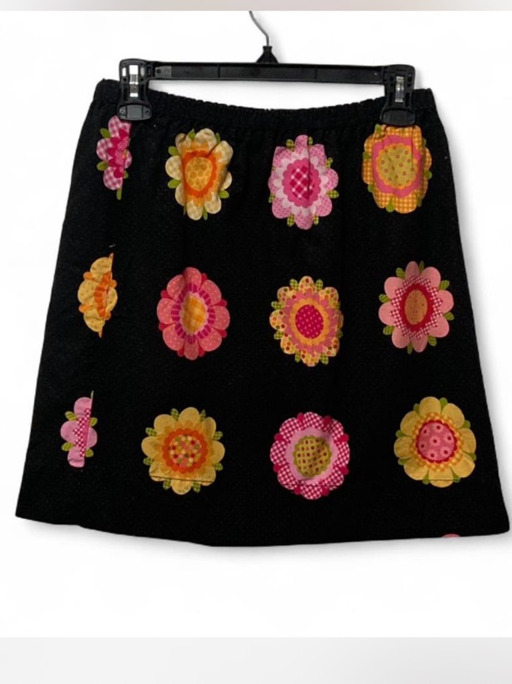Black Floral Hippie Y2K A-Line Skirt